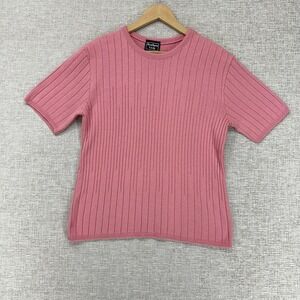 Southern Lady Sweater Womens Medium Pink Ribbed Knit Short Sleeve Pullover